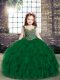 Dark Green Ball Gowns Beading and Ruffles Pageant Dresses Lace Up Tulle Sleeveless Floor Length