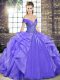 Beading and Ruffles Quinceanera Dresses Lavender Lace Up Sleeveless Floor Length