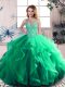 Green Sweet 16 Dress Sweet 16 and Quinceanera with Beading and Ruffles Scoop Sleeveless Lace Up