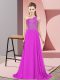 Fitting Floor Length Side Zipper Dress for Prom Purple for Prom and Party with Beading