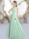 Stylish Apple Green Cap Sleeves Lace Floor Length Quinceanera Court of Honor Dress