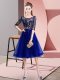 Custom Fit Tulle Half Sleeves Knee Length Vestidos de Damas and Embroidery
