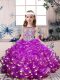 Lilac Ball Gowns Scoop Sleeveless Organza Floor Length Lace Up Beading and Ruffles Winning Pageant Gowns  Lilac Ball Gowns Scoop Sleeveless Organza Floor Length Lace Up Beading and Ruffles Winning Pageant Gowns