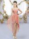 Glorious Sleeveless Lace Up High Low Beading Dama Dress for Quinceanera