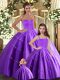 Fantastic Eggplant Purple Ball Gowns Tulle Sweetheart Sleeveless Beading Floor Length Lace Up Quinceanera Gowns