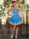 Clearance Baby Blue Lace Up Sweetheart Embroidery Evening Dress Tulle Sleeveless
