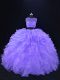 Amazing Lavender Zipper Scoop Beading and Ruffles 15 Quinceanera Dress Organza Sleeveless
