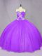 Captivating Lavender Tulle Lace Up 15 Quinceanera Dress Sleeveless Floor Length Beading