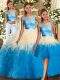 Fantastic Three Pieces Sweet 16 Dresses Multi-color Scoop Organza Sleeveless Floor Length Backless