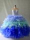 Exceptional Sweetheart Sleeveless Lace Up Quinceanera Dress Multi-color Organza
