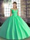 Sleeveless Floor Length Beading Lace Up Sweet 16 Quinceanera Dress with Turquoise