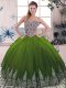 New Style Olive Green Sweetheart Neckline Beading and Embroidery 15 Quinceanera Dress Sleeveless Lace Up