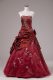 Fabulous Burgundy Strapless Neckline Beading and Embroidery Sweet 16 Dresses Sleeveless Lace Up