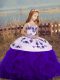 Purple Sleeveless Embroidery and Ruffles Floor Length Kids Pageant Dress