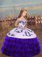 Sleeveless Lace Up Floor Length Embroidery and Ruffled Layers Little Girls Pageant Gowns