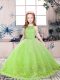 Sleeveless Backless Floor Length Lace and Appliques Little Girl Pageant Dress