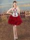 Modern Sleeveless Embroidery and Ruffles Lace Up