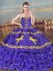 Edgy Sleeveless Brush Train Lace Up Embroidery and Ruffled Layers Sweet 16 Quinceanera Dress