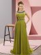 Charming Sleeveless Beading Zipper Homecoming Dress with Olive Green Brush Train