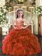 Fancy Floor Length Rust Red Little Girl Pageant Dress Straps Sleeveless Lace Up