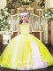 Eye-catching Floor Length Zipper High School Pageant Dress Yellow for Party and Sweet 16 and Wedding Party with Lace