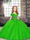 Green Sleeveless Tulle Lace Up Little Girls Pageant Gowns for Party and Sweet 16 and Wedding Party