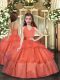 Wonderful Floor Length Orange Red Little Girls Pageant Dress Organza Sleeveless Ruffled Layers