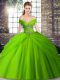 Lovely Lace Up Off The Shoulder Beading and Pick Ups Quinceanera Gown Tulle Sleeveless Brush Train