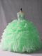 Apple Green Strapless Neckline Beading and Ruffles Sweet 16 Dress Sleeveless Lace Up