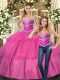 Ball Gowns Quinceanera Dresses Hot Pink Sweetheart Tulle Sleeveless Floor Length Lace Up