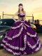 Purple Sleeveless Satin Lace Up 15th Birthday Dress for Sweet 16 and Quinceanera