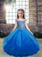 Classical Blue Off The Shoulder Neckline Beading Pageant Gowns Sleeveless Lace Up