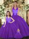 Glamorous Floor Length Ball Gowns Sleeveless Purple Sweet 16 Dress Lace Up