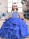 Blue Sleeveless Tulle Lace Up Pageant Gowns For Girls for Party and Sweet 16 and Wedding Party Blue Sleeveless Tulle Lace Up Pageant Gowns For Girls for Party and Sweet 16 and Wedding Party