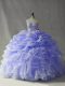 Organza Sleeveless Sweet 16 Quinceanera Dress Brush Train and Beading and Ruffles and Pick Ups