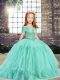 Simple Apple Green Sleeveless Tulle Lace Up Kids Pageant Dress for Party and Sweet 16 and Wedding Party