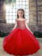 Red Off The Shoulder Lace Up Beading Girls Pageant Dresses Sleeveless