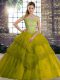Adorable Olive Green Quinceanera Dresses Off The Shoulder Sleeveless Brush Train Lace Up