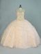 Customized Floor Length Champagne Vestidos de Quinceanera Straps Sleeveless Lace Up