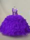 Fancy Ruffles and Sequins Sweet 16 Dress Purple Lace Up Sleeveless Floor Length