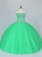 Inexpensive Green Ball Gowns Sweetheart Sleeveless Tulle Floor Length Lace Up Beading Sweet 16 Dress