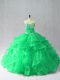 Organza Sleeveless Floor Length Quinceanera Gowns and Beading and Ruffles