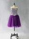 Enchanting Purple Lace Up Strapless Beading Prom Gown Tulle Sleeveless
