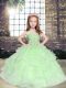 Floor Length Apple Green Girls Pageant Dresses Straps Sleeveless Lace Up