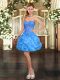 Colorful Baby Blue Sweetheart Lace Up Beading and Ruffles Prom Dresses Sleeveless