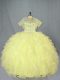 Dramatic Yellow Sweetheart Lace Up Beading and Ruffles 15th Birthday Dress Sleeveless