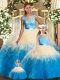 Great Multi-color Backless Quinceanera Gowns Lace and Ruffles Sleeveless Floor Length