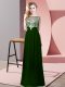 Fashionable Floor Length Dark Green Dress for Prom Chiffon Sleeveless Beading