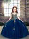 Stylish Tulle Sleeveless Floor Length Little Girl Pageant Dress and Appliques