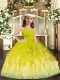 Inexpensive Olive Green Sleeveless Ruffles Floor Length Pageant Dress Womens